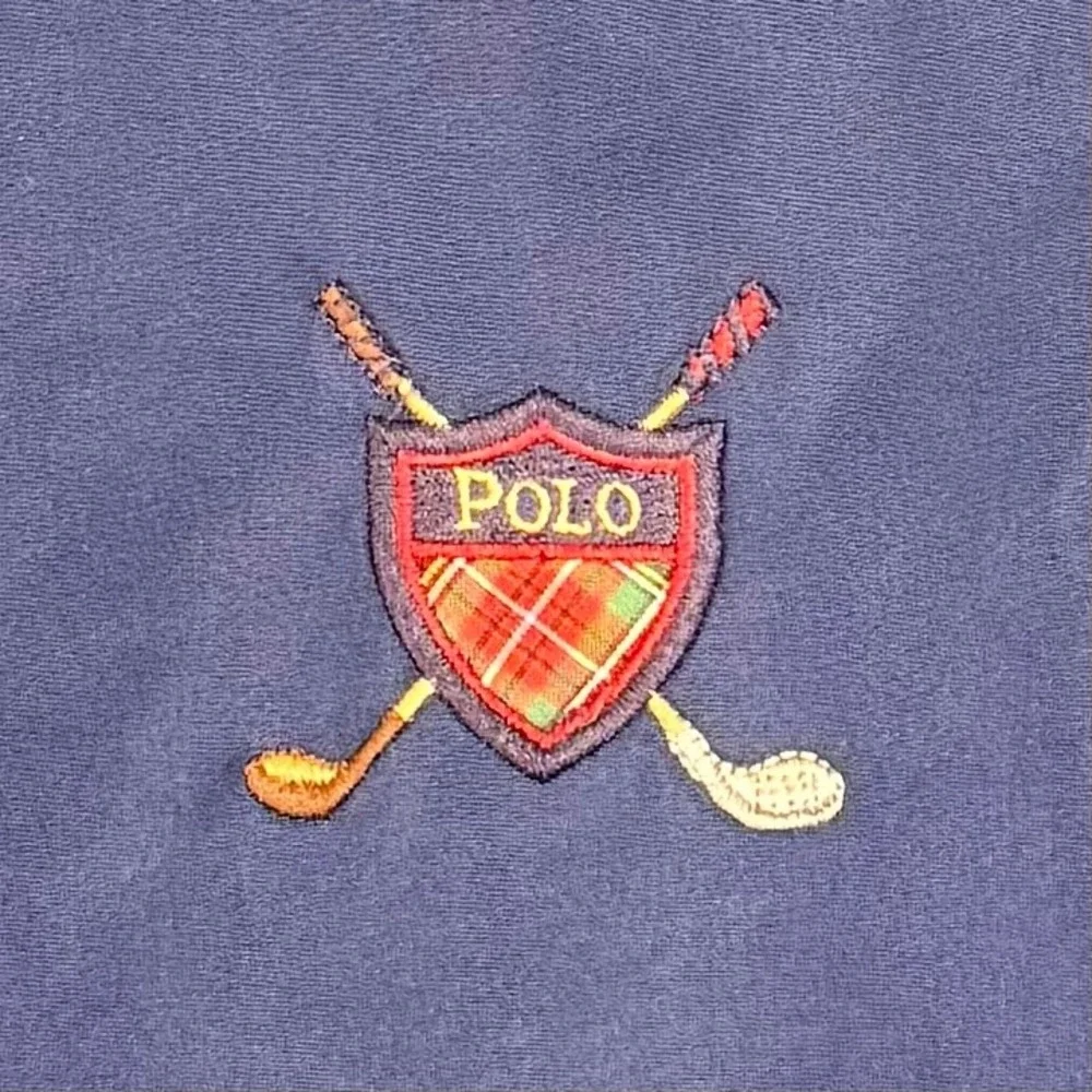 Polo Golf Ralph Lauren Mens XL Navy Blue Windbreaker Pullover Mesh Lined Crest